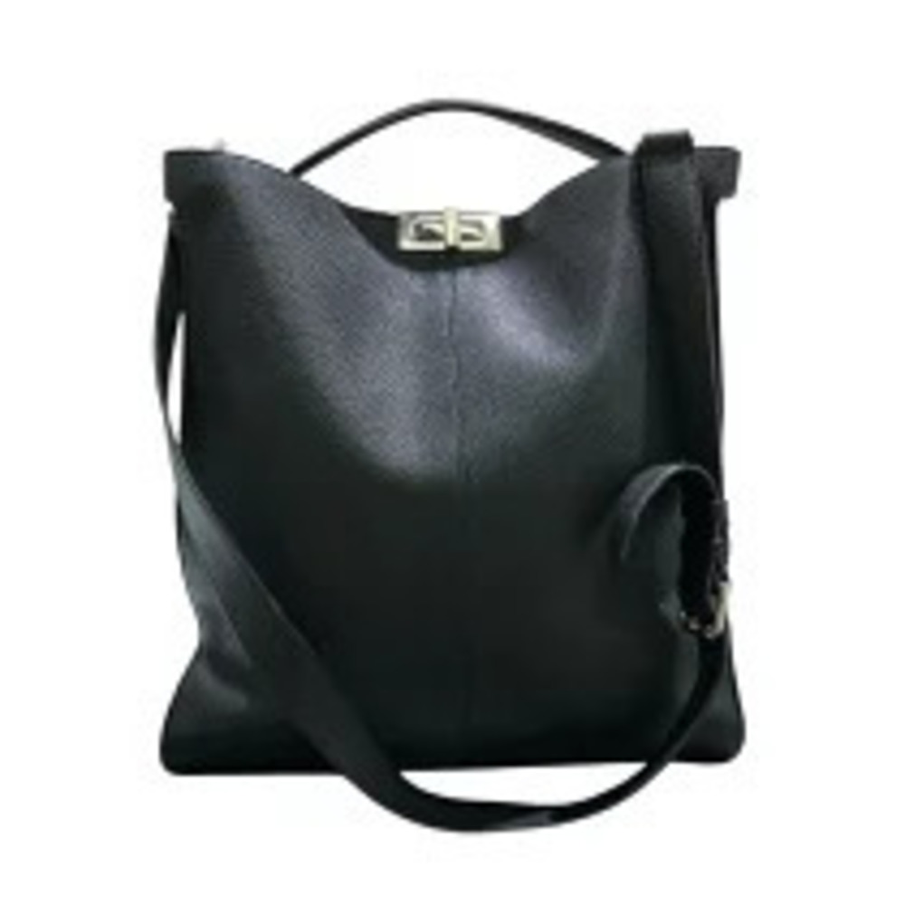 Fendi Peekaboo IU Black Yellow Leather Shoulder Bag
